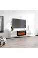 Obrázok pre Skříň RTV LUXE 182,6x34,5x37,5 bílá/lesklá bílá + černý krb