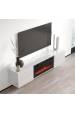 Obrázok pre Skříň RTV LUXE 182,6x34,5x37,5 bílá/lesklá bílá + černý krb