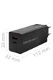 Obrázok pre Qoltec 52382 Nabíječka GaN POWER PRO | 1xUSB typ C | 1xUSB A | 100W | 5-20V | 1,5-5A | PD | Černá