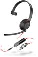 Obrázok pre HP Poly Monaurální headset Poly Blackwire 5210 USB-C + 3,5mm konektor + adaptér USB-C/A