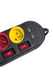 Obrázok pre Napájecí lišta Maclean, prodlužovací kabel se 4 zásuvkami + 2xUSB, s přepínači, 250VAC/10A, 2,1A 5V, 1,5 m, černá, MCE229 B