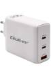 Obrázok pre Qoltec 51826 Nabíječka GaN 100W| 5-20V | 1,5-5A | 2 x USB-C PD | 1x USB QC 3.0