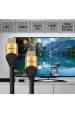 Obrázok pre Qoltec 50356 HDMI kabel 3 m HDMI Typ A (standardní) 3 x HDMI Type A (Standard) Černá, Zlato