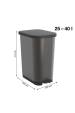 Obrázok pre ROTHO Ribo Graphite - odpadkový koš s pedálem – 35l