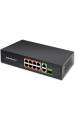 Obrázok pre Qoltec 52297 RYCHLÝ ETHERNETOVÝ PŘEPÍNAČ PoE 8x RJ45 PoE 2x RJ45 Uplink 1x SFP | 120 W | 1000 Mb