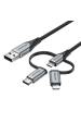 Obrázok pre Vention CQJHF kabel k mobilnímu telefonu Šedá 1 m USB A Lightning + micro-USB B + USB C