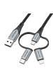 Obrázok pre Vention CQJHF kabel k mobilnímu telefonu Šedá 1 m USB A Lightning + micro-USB B + USB C