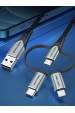 Obrázok pre Vention CQJHF kabel k mobilnímu telefonu Šedá 1 m USB A Lightning + micro-USB B + USB C
