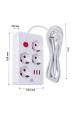 Obrázok pre Napájecí lišta Maclean, prodlužovací kabel se 4 zásuvkami + 3xUSB, 110-240V AC 50/60Hz, 2,1A max. 2500W, 3m, bílá, MCE393 W
