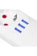 Obrázok pre Napájecí lišta Maclean, prodlužovací kabel s 5 zásuvkami + 3xUSB, 110-240V AC 50/60Hz, 2,1A max. 2500W, 1,5 m, bílá, MCE395 W
