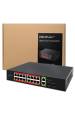 Obrázok pre Qoltec 52292 Gigabitový ethernetový PoE přepínač | 16x RJ45 | 2x RJ45 uplink | 2x SFP | 1000 Mb/s