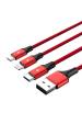 Obrázok pre UNITEK C4049RD USB kabel 1,2 m USB A USB C/Micro-USB B/Svítivě červený